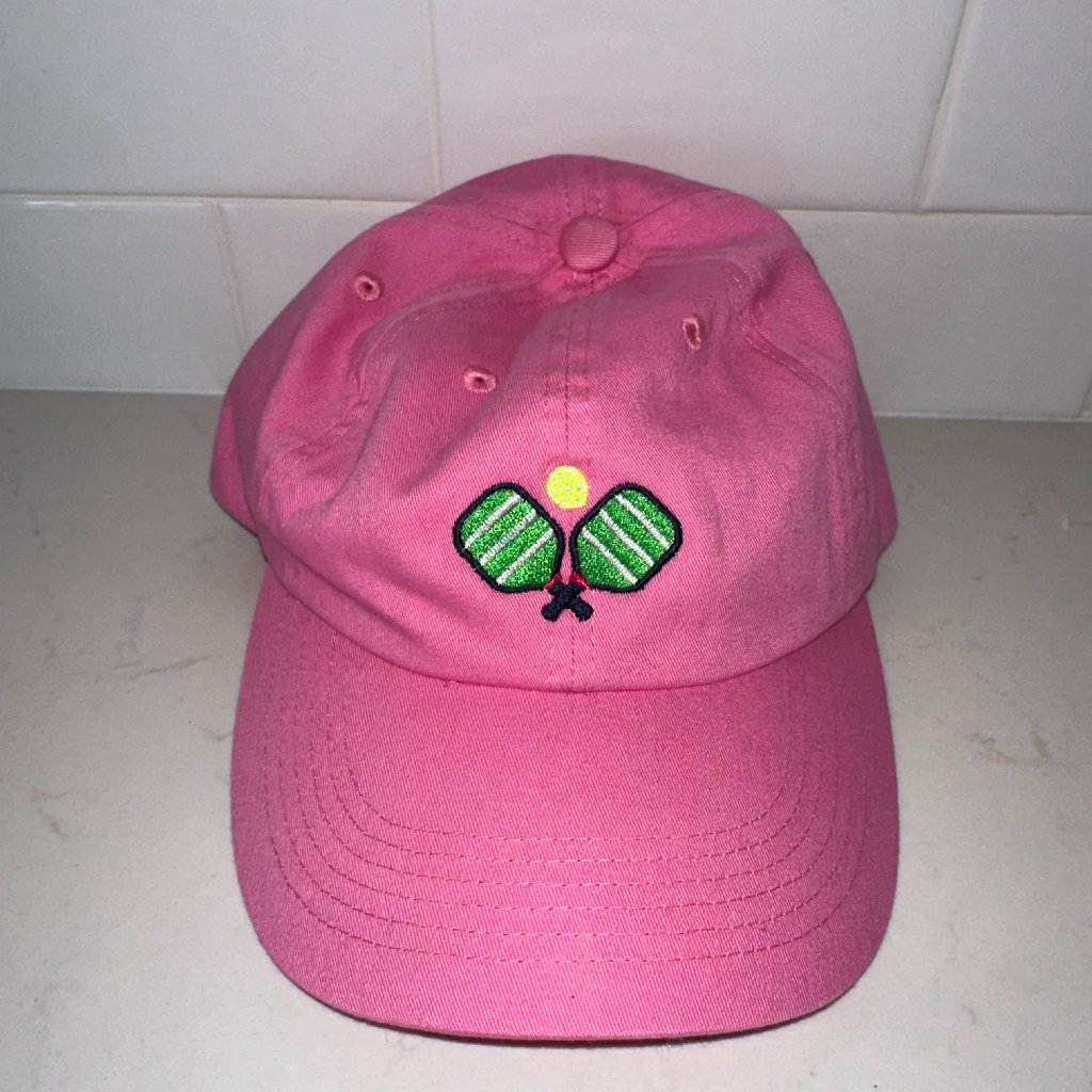 Womens Pink Pickle Ball Paddle Adjustable Baseball Hat  Port Authority Brand